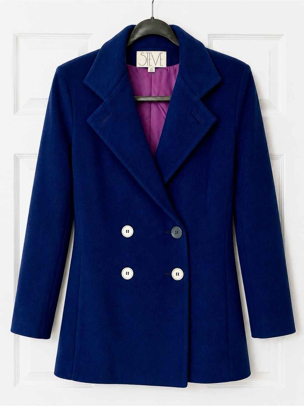 Vintage STEVE Women’s Size 10 Cobalt Blue Double Breasted Coat USA Made